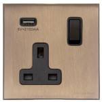 M Marcus Heritage Brass Windsor Range Single USB-A Socket